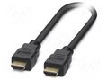 Cable; HDMI plug,both sides; PVC; 0.3m; black; Support: 4K PHOENIX CONTACT 1332077