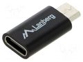 Adapter; OTG,USB 2.0; USB B micro plug,USB C socket; black; ABS LANBERG AD-UC-UM-01
