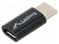 Adapter; OTG,USB 2.0; USB B micro socket,USB C plug; black; ABS LANBERG AD-UC-UM-02