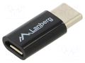Adapter; OTG,USB 2.0; USB B micro socket,USB C plug; ABS LANBERG AD-UC-UM-02