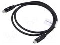 Cable; USB 2.0; USB C plug,both sides; gold-plated; 1m; black LANBERG CA-CMCM40CU-0010BK