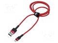 Cable; High Speed,USB 2.0; Apple Lightning plug,USB A plug; 1m BASEUS CALKLF-B09