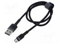 Cable; High Speed,USB 2.0; 0.5m; black; textile; 2.4A BASEUS CAMKLF-AG1