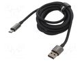 Cable; High Speed,USB 2.0; USB A plug,USB C plug; 2m; black; 100W BASEUS CAWJ000101