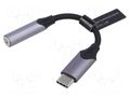 Cable; Jack 3.5mm socket,USB C plug; nickel plated; 0.1m; black VENTION BGJHA