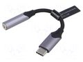 Cable; Jack 3.5mm socket,USB C plug; nickel plated; 0.1m; black VENTION BGJHA