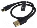 Cable; USB 2.0; USB A plug,USB C plug; gold-plated; 0.25m; black VENTION CTFBC