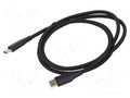 Cable; USB 2.0; USB C plug,both sides; nickel plated; 1m; black VENTION TAUBF