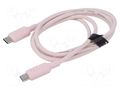 Cable; USB 2.0; USB C plug,both sides; nickel plated; 1m; pink VENTION TRCPF