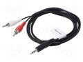 Cable; Jack 3.5mm 3pin plug,RCA plug x2; 1.5m; black; PVC LANBERG CA-MJRC10CC-0015BK