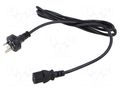 Cable; 3x0.75mm2; AS/NZS 3112 (I) plug,IEC C13 female; PVC; 1.8m POS POSAC-C13AS/NZS18