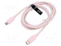 Cable; USB 2.0; USB C plug,both sides; nickel plated; 2m; pink VENTION TRCPH