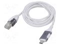 Cable; slim,USB 3.1; RJ45 plug,USB C plug; nickel plated; 2m Goobay GOOBAY-74387