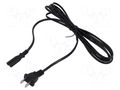 Cable; 2x18AWG; IEC C7 female,NEMA 1-15 (A) plug; PVC; 3m; black POS POSAC-C7-10A/US30