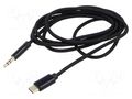 Cable; Jack 3.5mm 3pin plug,USB C plug; gold-plated; 1.5m; black GEMBIRD CCA-CM3.5M-1.5M