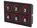 Keypad: plastic; LED; 6.5N; -40÷85°C; 09; on panel,screw; Pos: 2/6 EAO K09-00.000009