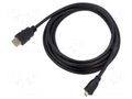 Cable; HDMI plug,micro HDMI plug; PVC; Len: 2m; black; Core: CCS Goobay GOOBAY-74433