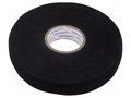 Tape: textile; W: 19mm; L: 25m; Thk: 0.3mm; caoutchouc; black; 10% HELLERMANNTYTON HTAPE-PRO300-19