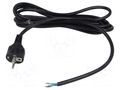 Cable; 3x1.5mm2; CEE 7/7 (E/F) plug,wires; PVC; 3m; black; 16A POS POSAC-16/7/7-30B