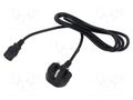 Cable; 3x1mm2; BS 1363 (G) plug,IEC C13 female; PVC; 1.2m; black POS POSAC-C13-10/UK15