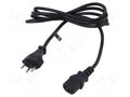 Cable; 3x0.75mm2; IEC C13 female,SEV-1011 (J) plug; PVC; 1.8m POS POSAC-C13-D13SW18