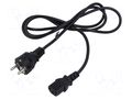 Cable; 3x0.75mm2; CEE 7/7 (E/F) plug,IEC C13 female; PVC; 1.8m POS POSAC-C13EU18