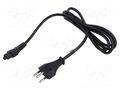 Cable; 3x0.75mm2; IEC C5 female,SEV-1011 (J) plug; PVC; 1.8m POS POSAC-C5-D13SW18