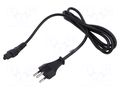 Cable; 3x0.75mm2; IEC C5 female,SEV-1011 (J) plug; PVC; 1.8m POS POSAC-C5-D13SW18