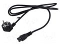 Cable; 3x0.75mm2; CEE 7/7 (E/F) plug angled,IEC C5 female; PVC POS POSAC-C5-EUL15