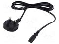 Cable; 2x0.75mm2; BS 1363 (G) plug,IEC C7 female; PVC; 1.8m; 2.5A POS POSAC-C7UK18BK