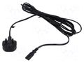 Cable; 2x0.75mm2; BS 1363 (G) plug,IEC C7 female; PVC; 5m; black POS POSAC-C7UK50BK