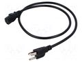 Cable; 3x0.75mm2; IEC C13 female,NEMA 5-15 (B) plug; PVC; 1m LIAN DUNG SN48-3/07/1BK