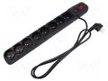 Plug socket strip: protective; Sockets: 8; 230VAC; 10A; black HSK DATA ACAR-S8-PRO-1.5B