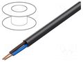 Wire; H05RR-F; 2x1.5mm2; stranded; Cu; rubber; black; 300V,500V HELUKABEL H05RR-F2X1.5