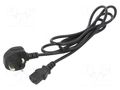 Cable; 3x0.75mm2; BS 1363 (G) plug,IEC C13 female; PVC; 1.8m POS POSAC-C13-5/UK18