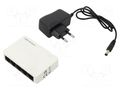 Switch Ethernet; DC socket,RJ45 socket x5; white; 150m QOLTEC QOLTEC-52245