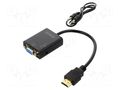 Adapter; HDMI plug,Jack 3.5mm socket,VGA female; black; black SAVIO SAVAK-76
