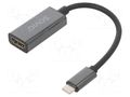 Adapter; HDMI socket,USB C plug; Support: 4K,UHD 2160p; 0.15m SAVIO SAVAK-79