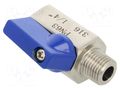 Ball valve; acid resistant steel AISI 316; PTFE; max.63bar; 43mm PNEUMAT FMZK1-14WZ