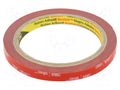 Tape: fixing; W: 9mm; L: 5.5m; Thk: 0.4mm; acrylic; grey; 31N/cm 3M 3M-040GF-9-5.5