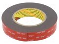 Tape: fixing; W: 25mm; L: 5.5m; Thk: 1.6mm; acrylic; black 3M 3M-5962-25-5.5