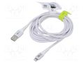 Cable; USB 2.0; Apple Lightning plug,USB A plug; 3m; white; 60W GOOBAY GOOBAY-74513
