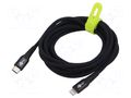 Cable; USB 2.0; Apple Lightning plug,USB C plug; 3m; black; 60W GOOBAY GOOBAY-74517