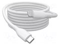 Cable; USB 2.0; Apple Lightning plug,USB C plug; nickel plated DIGITUS AK-600110-010-W