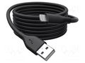 Cable; USB 2.0; Apple Lightning plug,USB A plug; nickel plated DIGITUS AK-600108-005-S