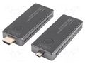 HDMI extender; HDMI plug,USB C socket; black; ABS; 30m; 2.4/5GHz DIGITUS DS-55324