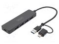 Hub USB; USB A socket x4,USB A plug,USB C socket,USB C plug DIGITUS DA-70235