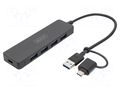 Hub USB; USB A socket x4,USB A plug,USB C socket,USB C plug DIGITUS DA-70235