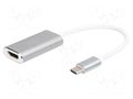 Adapter; HDMI socket,USB C plug; 150mm; white; USB 3.2; silver DIGITUS DA-70836