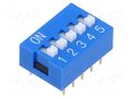 Switch: DIP-SWITCH; Poles number: 5; OFF-ON; 0.025A/24VDC; Pos: 2 Same Sky DS01254S05BE